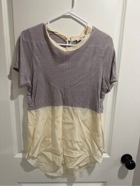 Wilfred Aritzia Silk Blend Blouse Womens Small Lavender Cream Colourblock Top